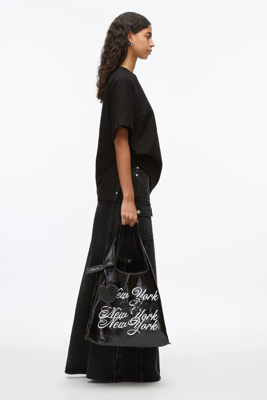 Tweed Boxy Tee With Faux Leather