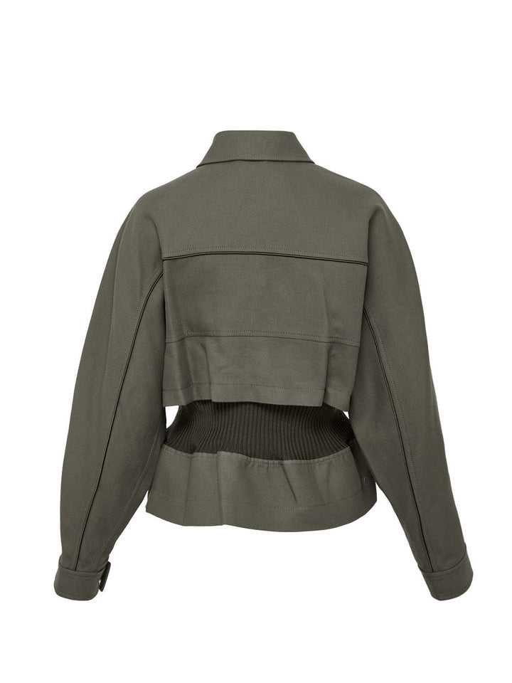 Utility Ribbed Jacket With Satin