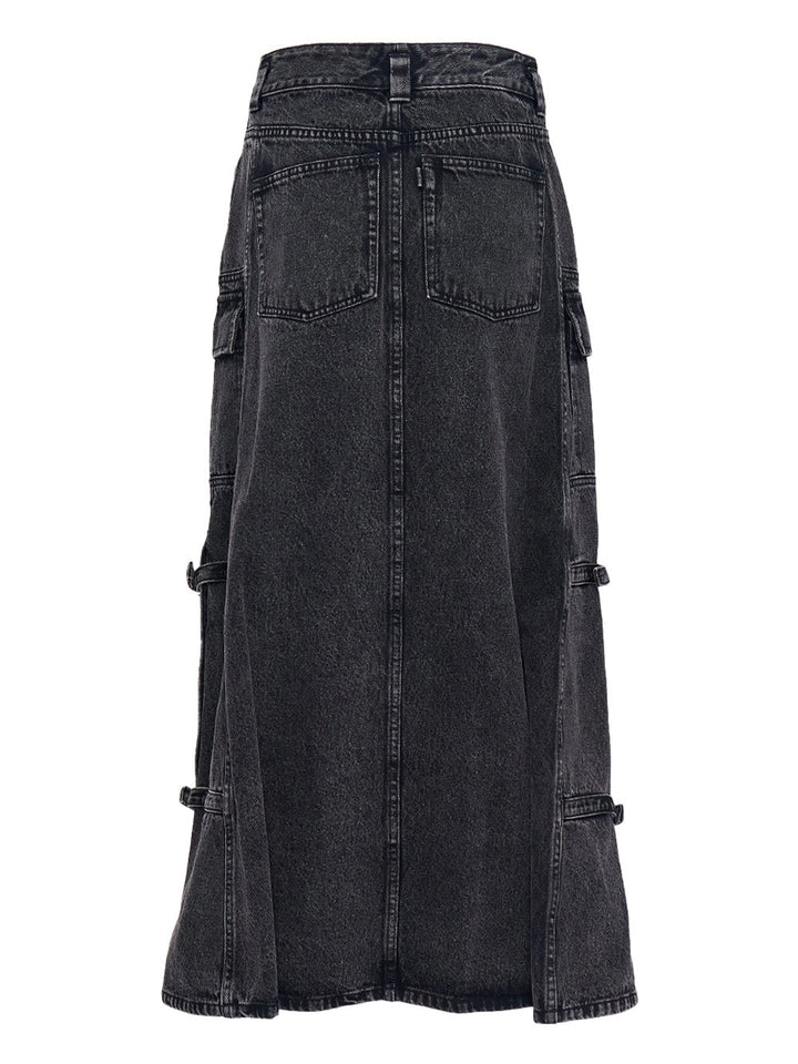 Denim Utility Maxi Skirt