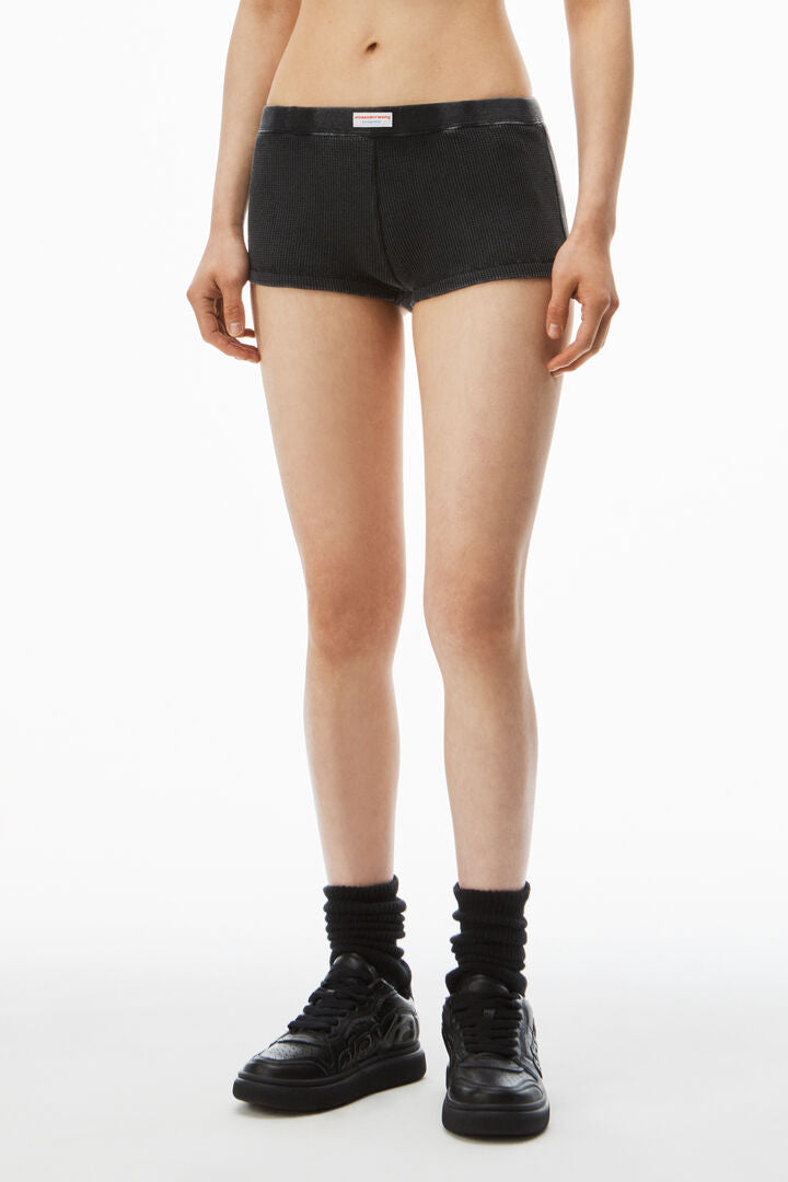 Boy Short In Waffle-Knit Cotton Stretch