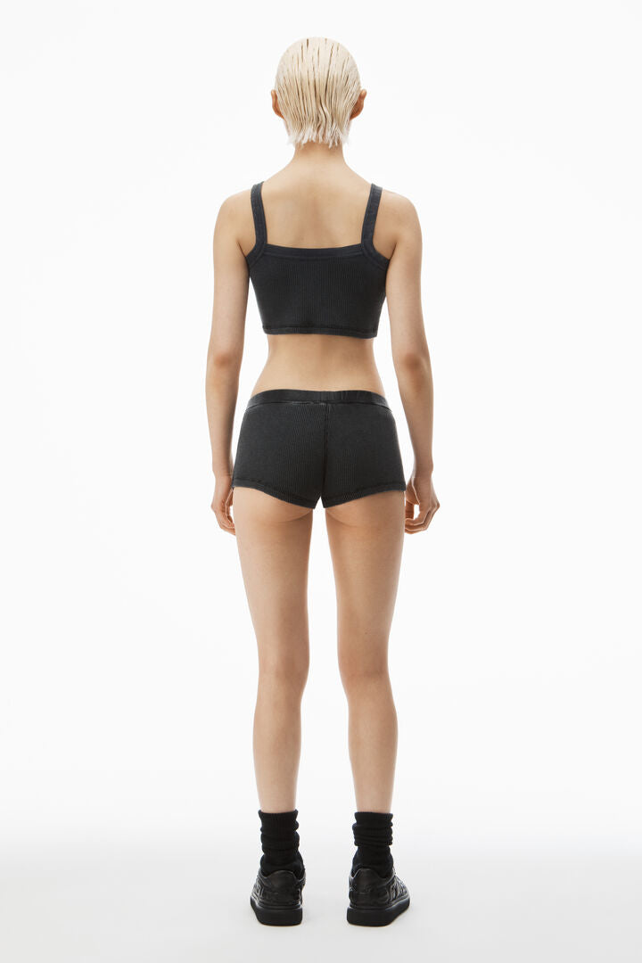 Boy Short In Waffle-Knit Cotton Stretch