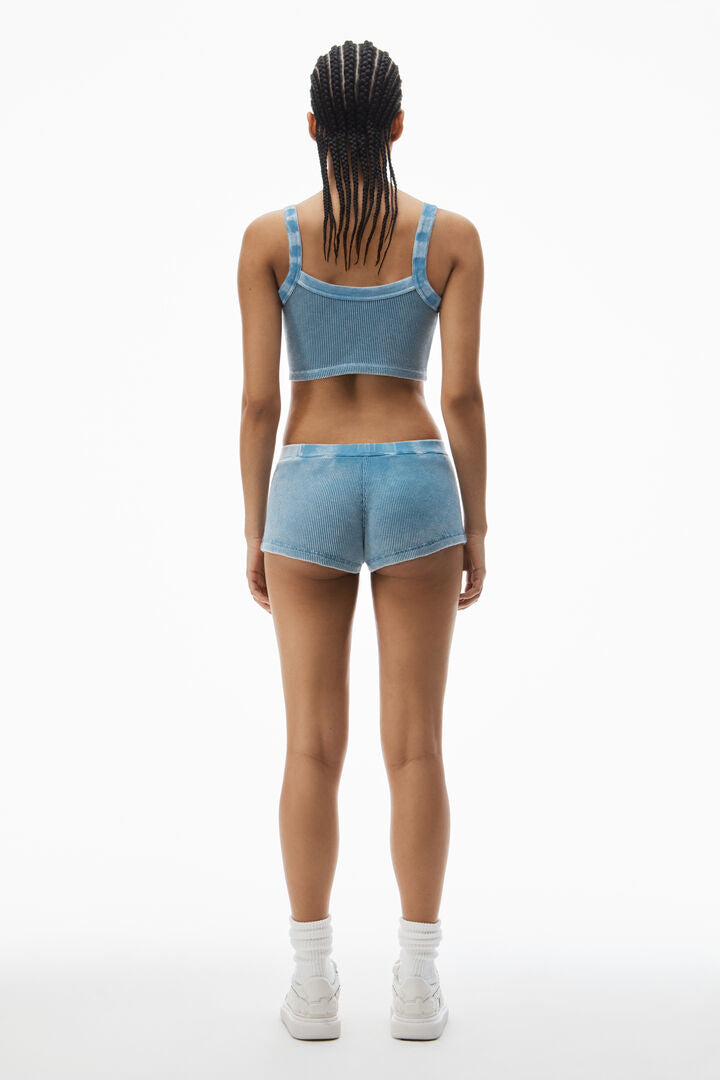 Boy Short In Waffle-Knit Cotton Stretch
