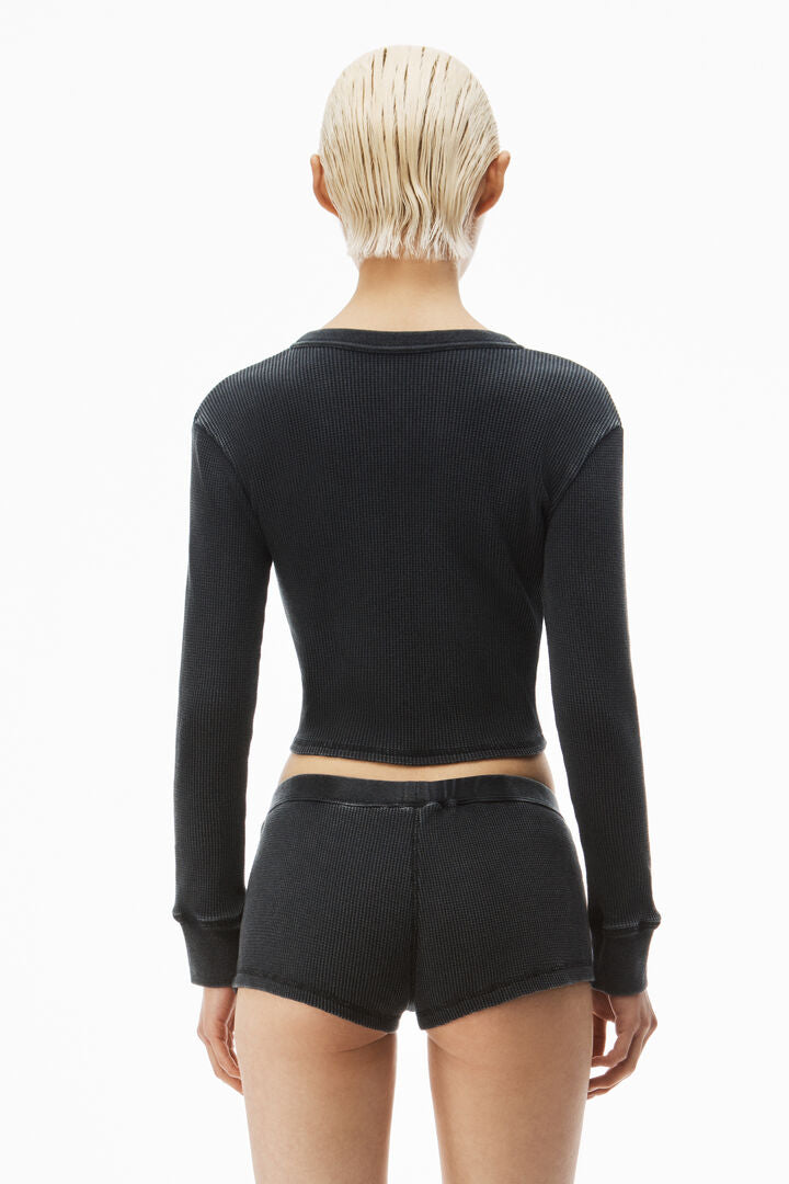 Cardigan In Waffle-Knit Cotton Stretch