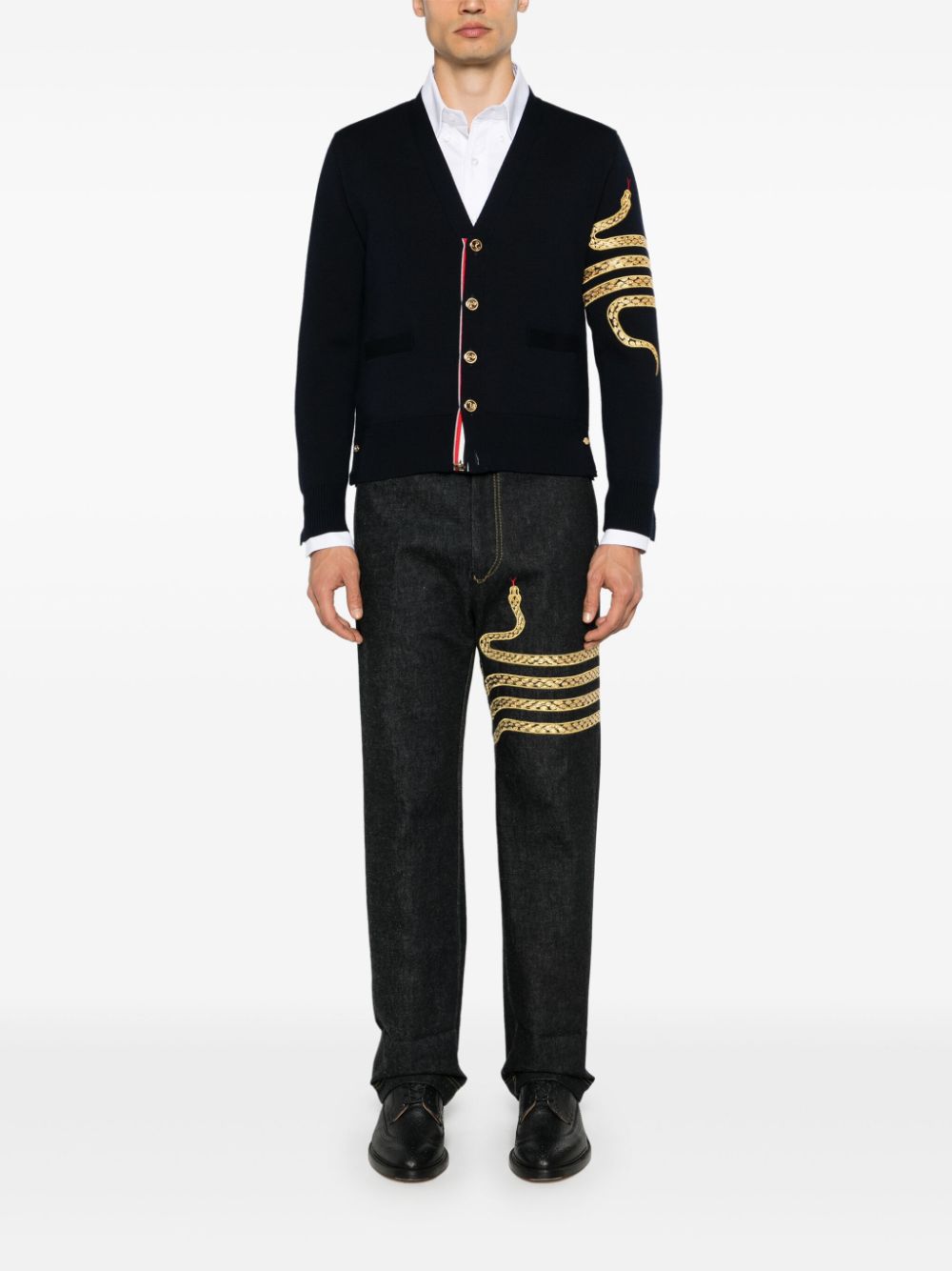 Lunar New Year Wool 4-Bar V Neck Cardigan With Pocket Men Men