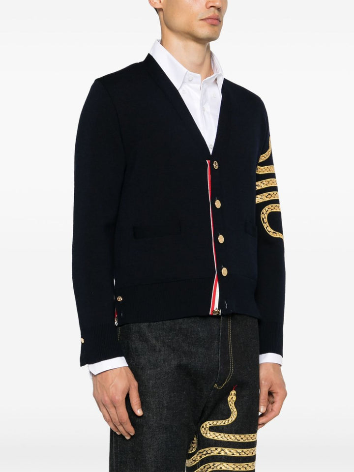 Lunar New Year Wool 4-Bar V Neck Cardigan With Pocket Men Men