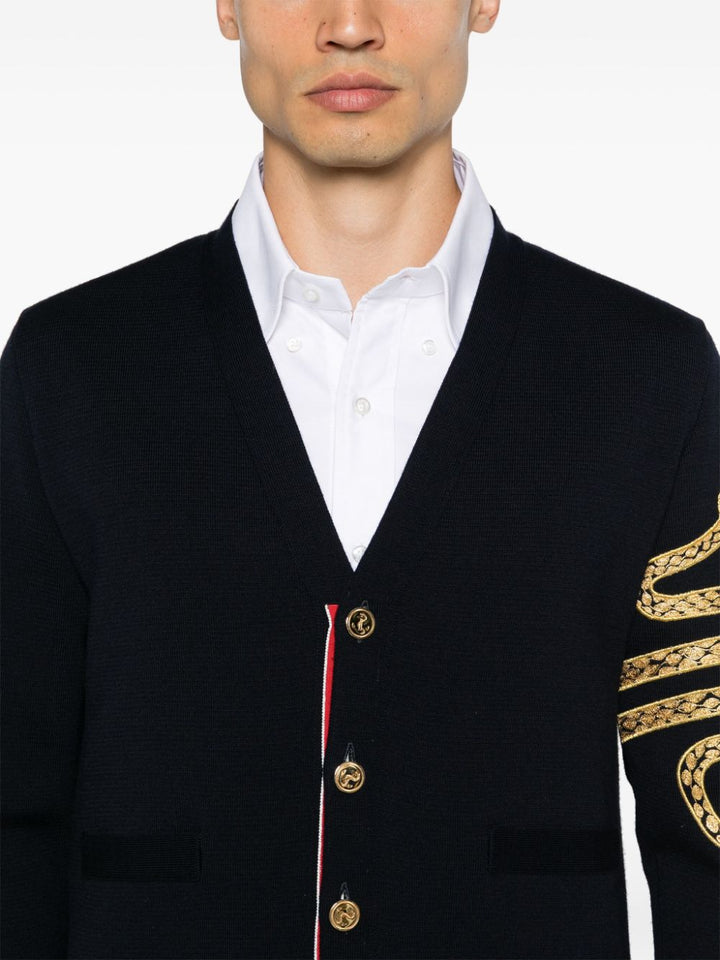 Lunar New Year Wool 4-Bar V Neck Cardigan With Pocket Men Men