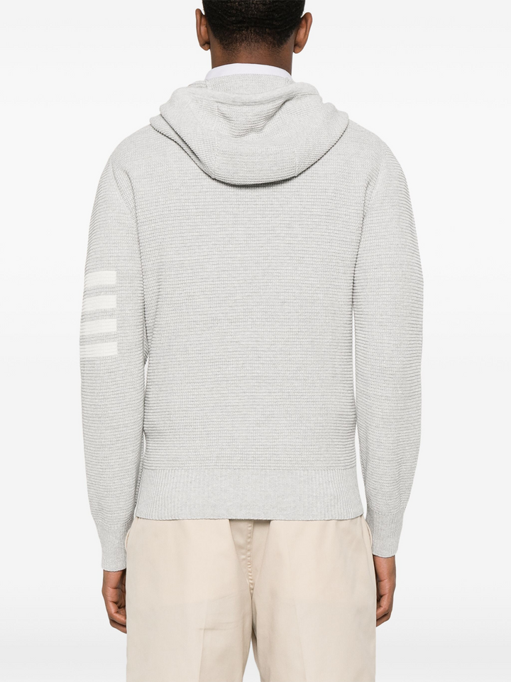 Linen Cotton 4-Bar Relaxed Fit Zip Up Hoodie Men