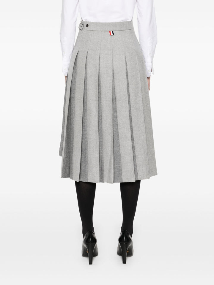 Wool Flannel Pleated Skirt