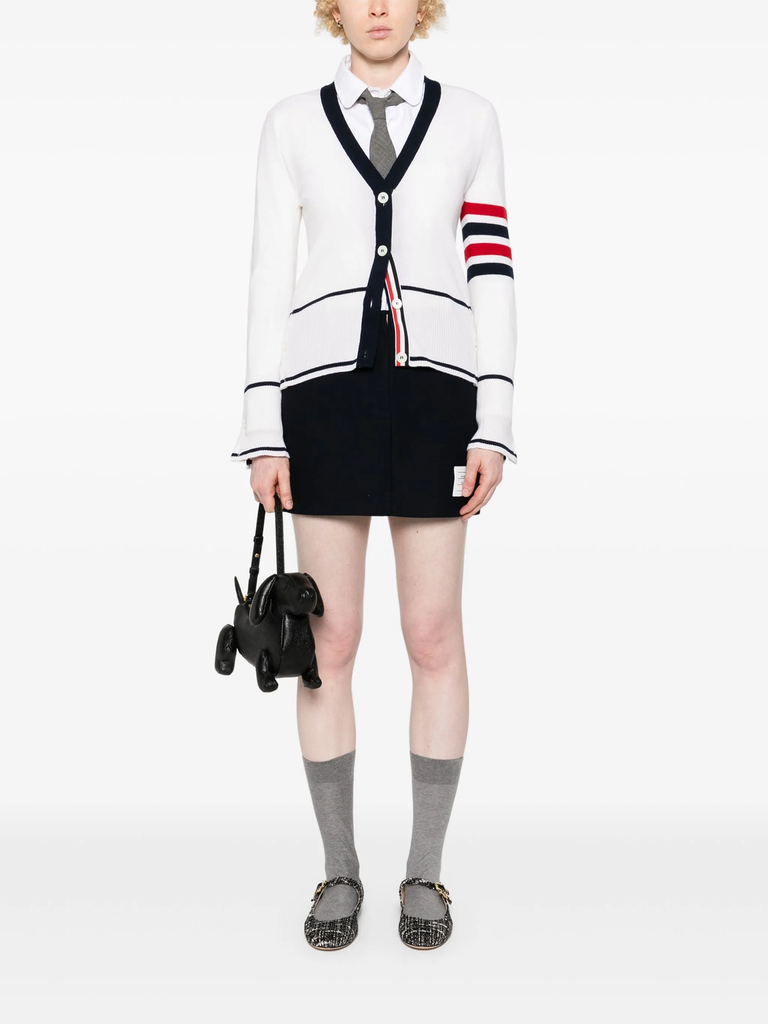 Classic Cashmere 4-Bar V Neck Cardigan Women