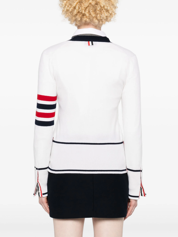 Classic Cashmere 4-Bar V Neck Cardigan Women