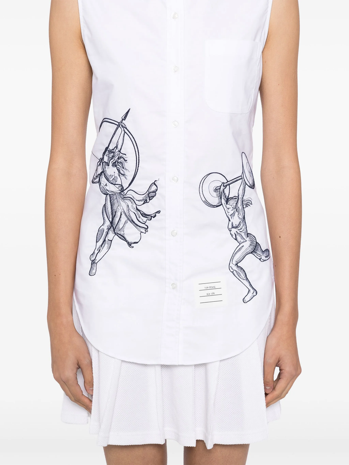 Classic Sleeveless Point Collar Blouse