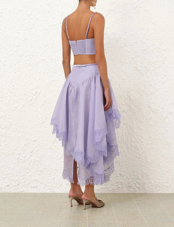 Crush Lace Trim Skirt