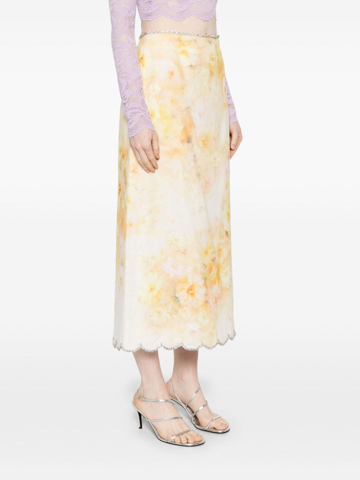 Crush Scalloped Midi Skirt