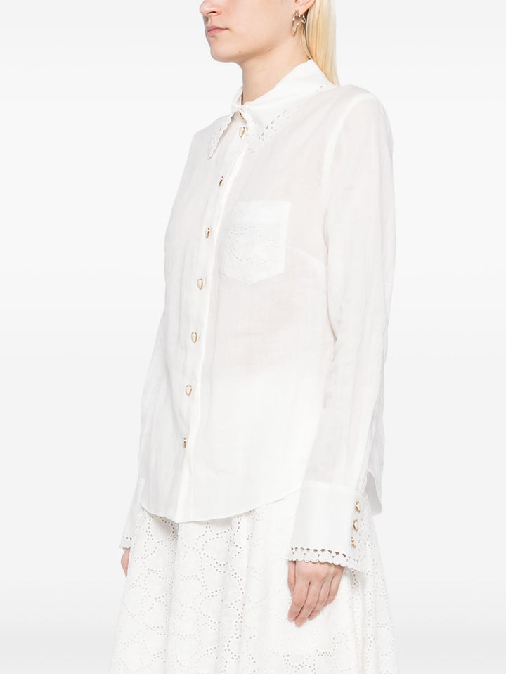 Crush Ramie Embroidered Shirt