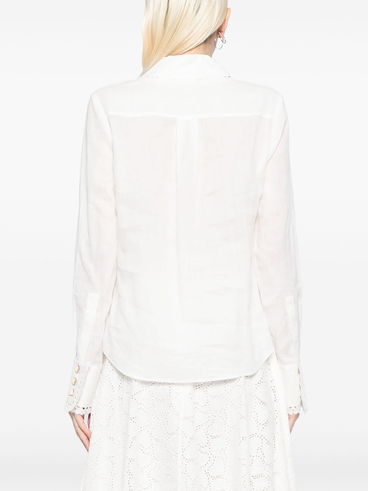 Crush Ramie Embroidered Shirt