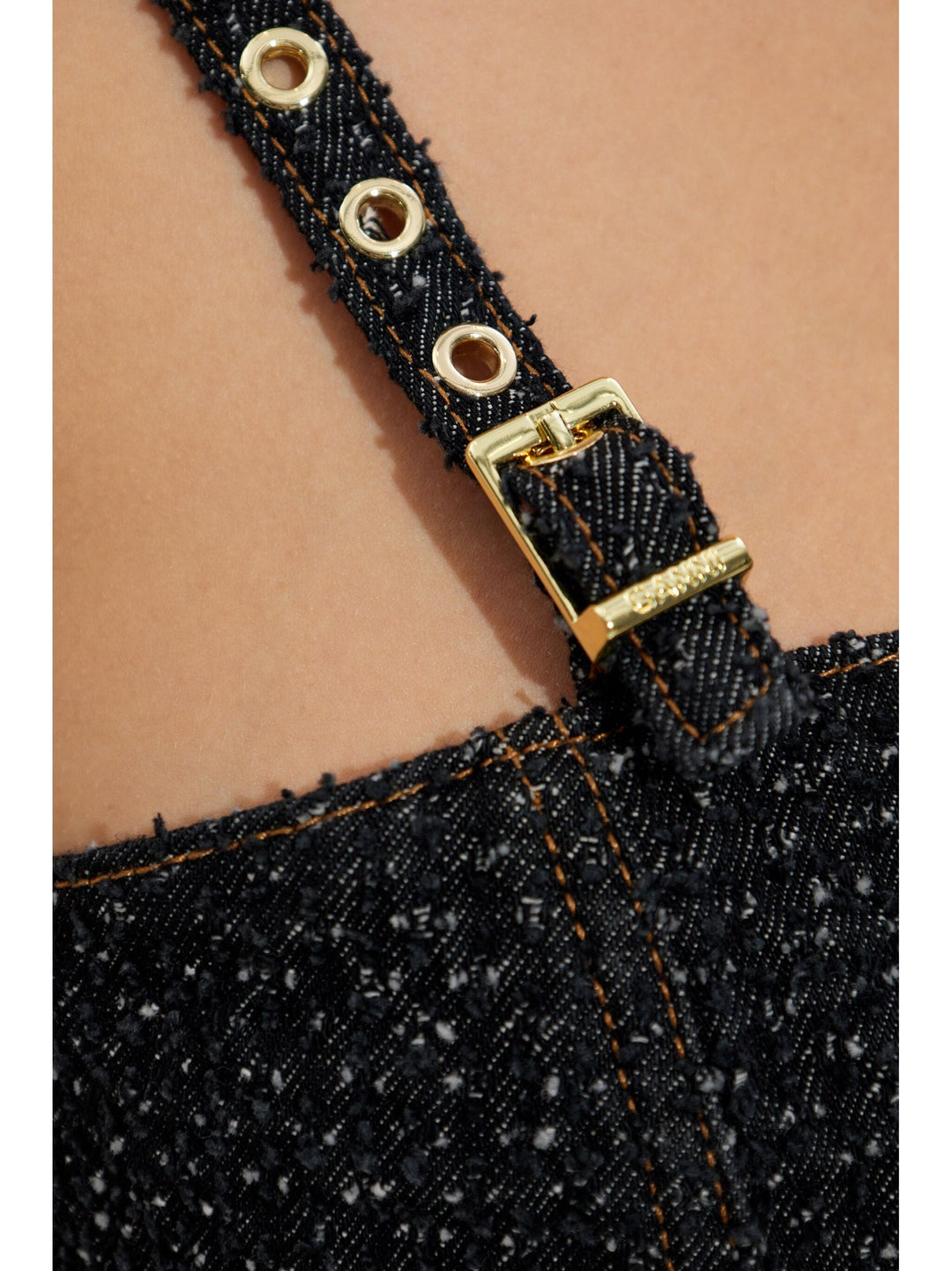 Fluffy Denim Strap Top