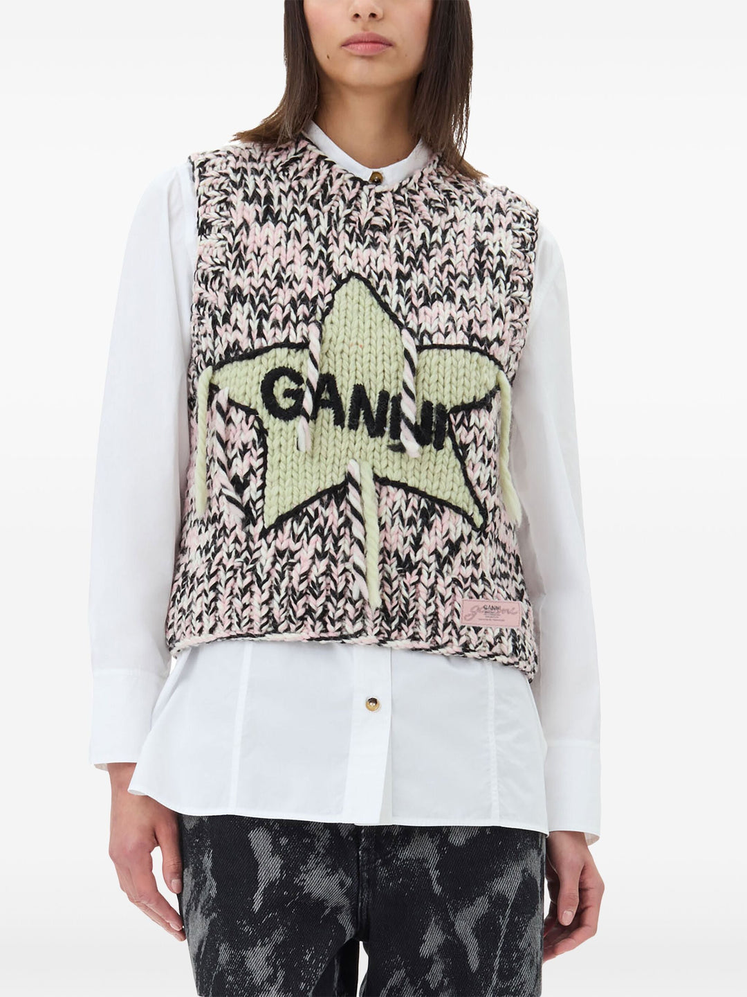 Graphic Wool Handknit Vest