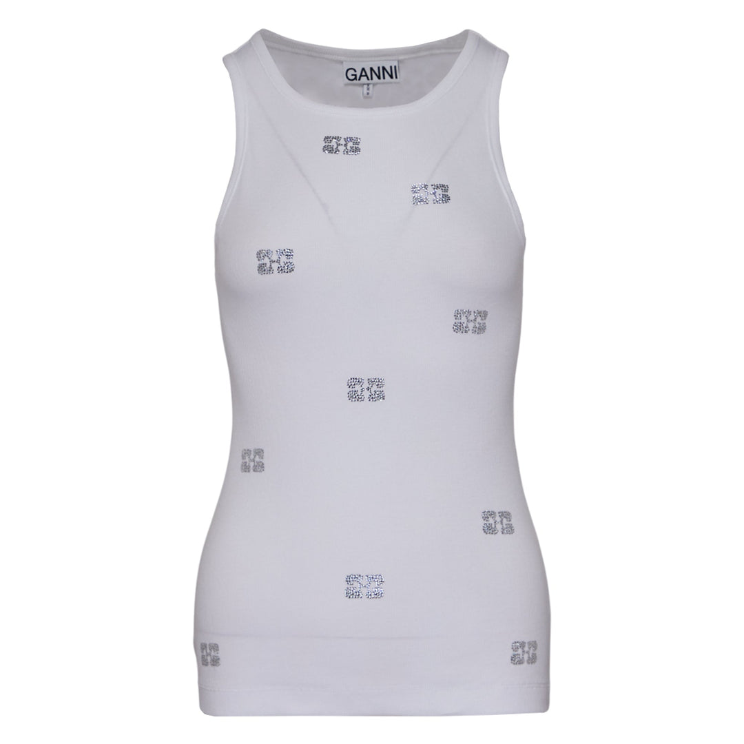 Soft Cotton Rib Rhinestone Tank Top