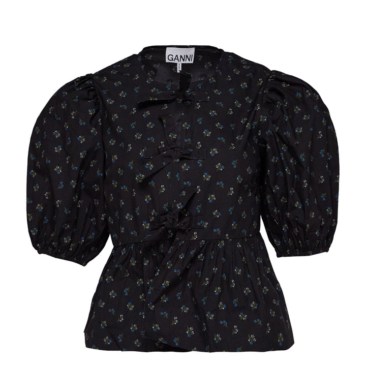 Printed Cotton Peplum Blouse