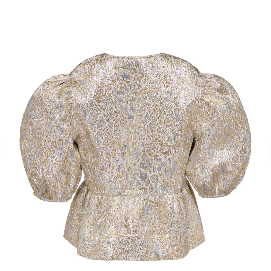 Metallic Cloque Peplum Blouse