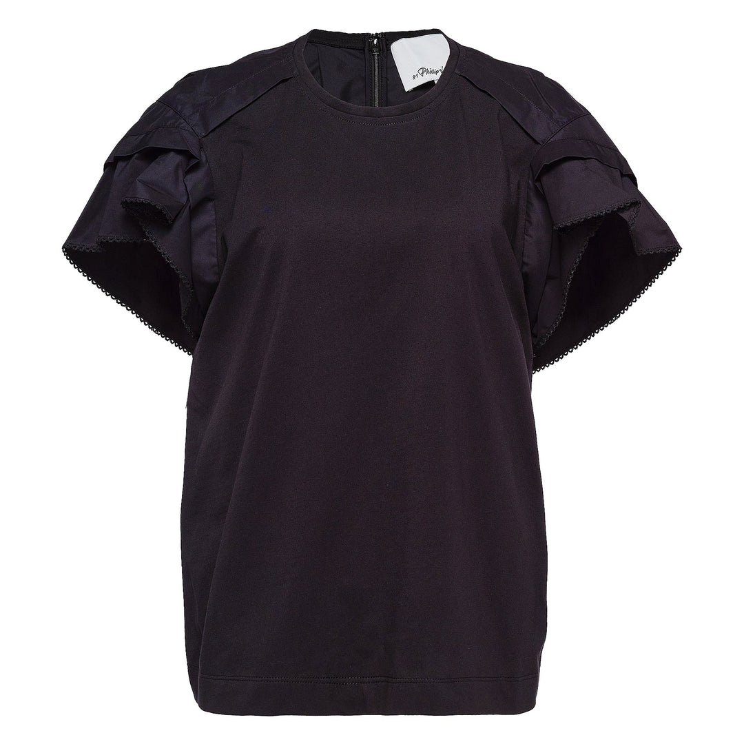 Combo T-Shirt With Cascade Drape Sleeves