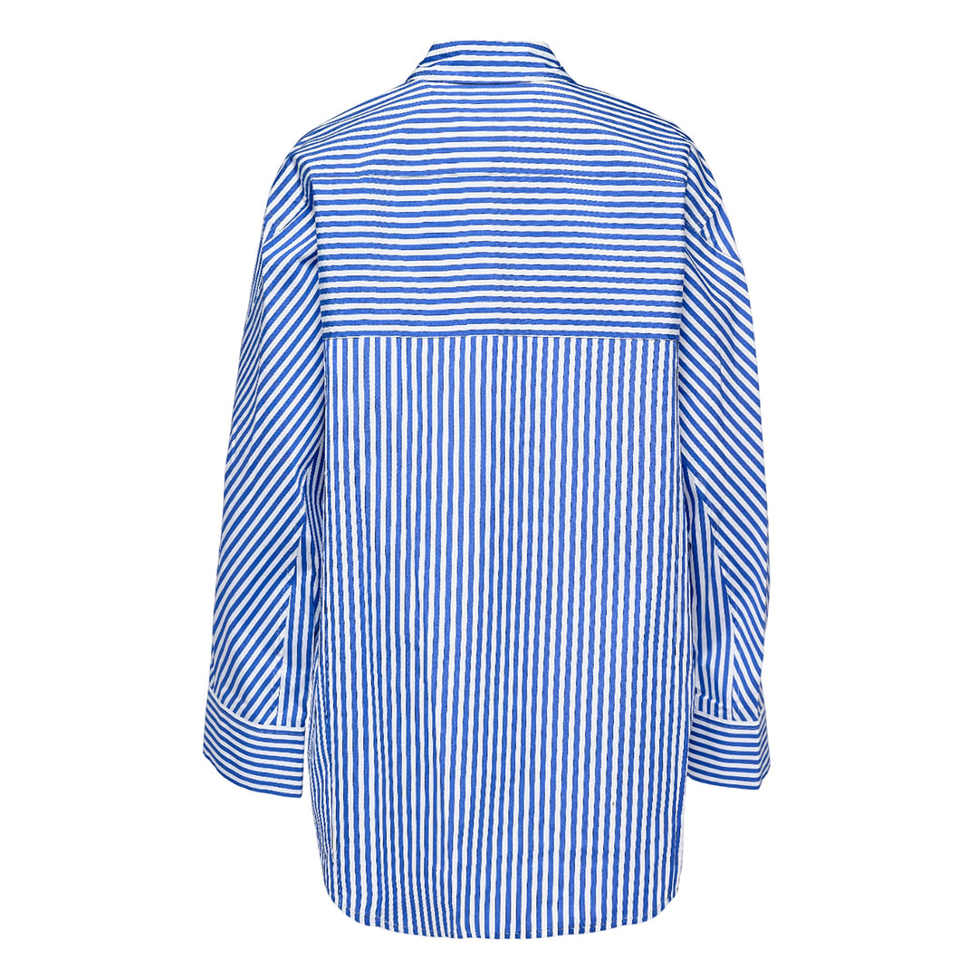 Oversized Stripe Shirt With Cascade Drape Sleeves