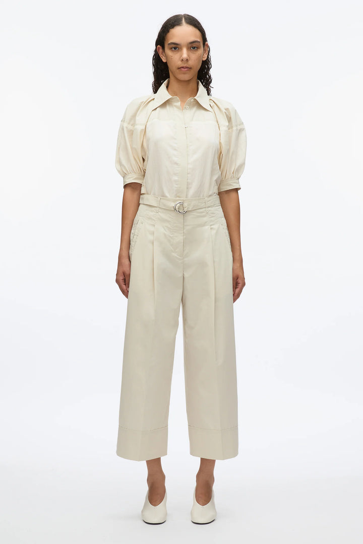 Double Pleat Cropped Wide Leg Pants
