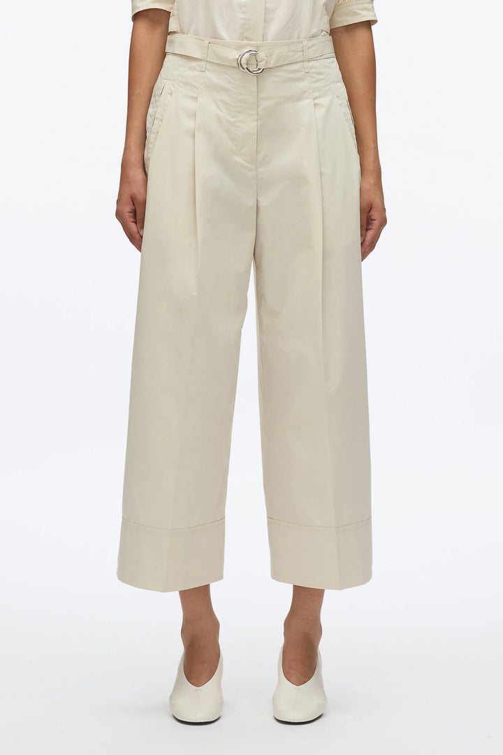 Double Pleat Cropped Wide Leg Pants