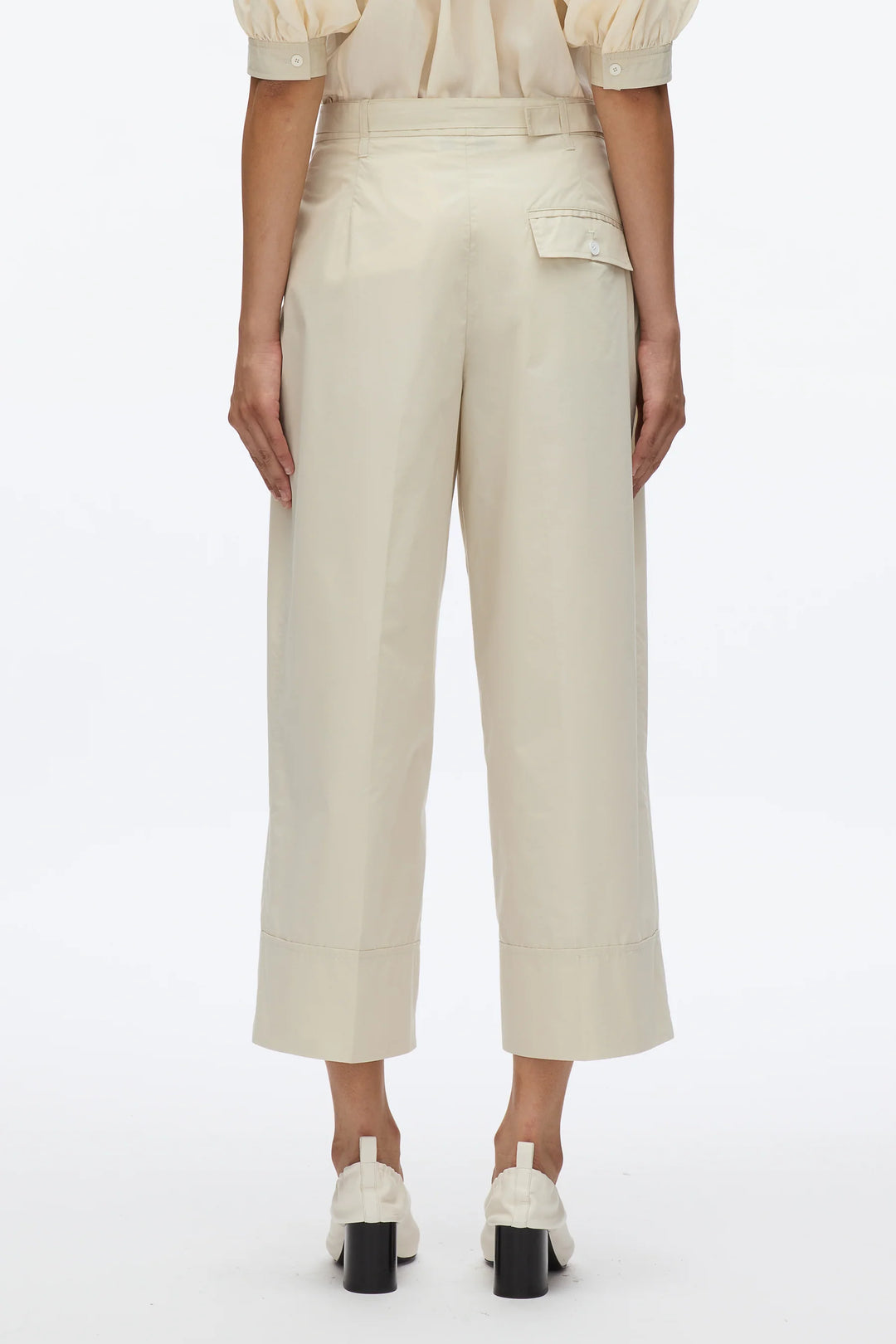 Double Pleat Cropped Wide Leg Pants