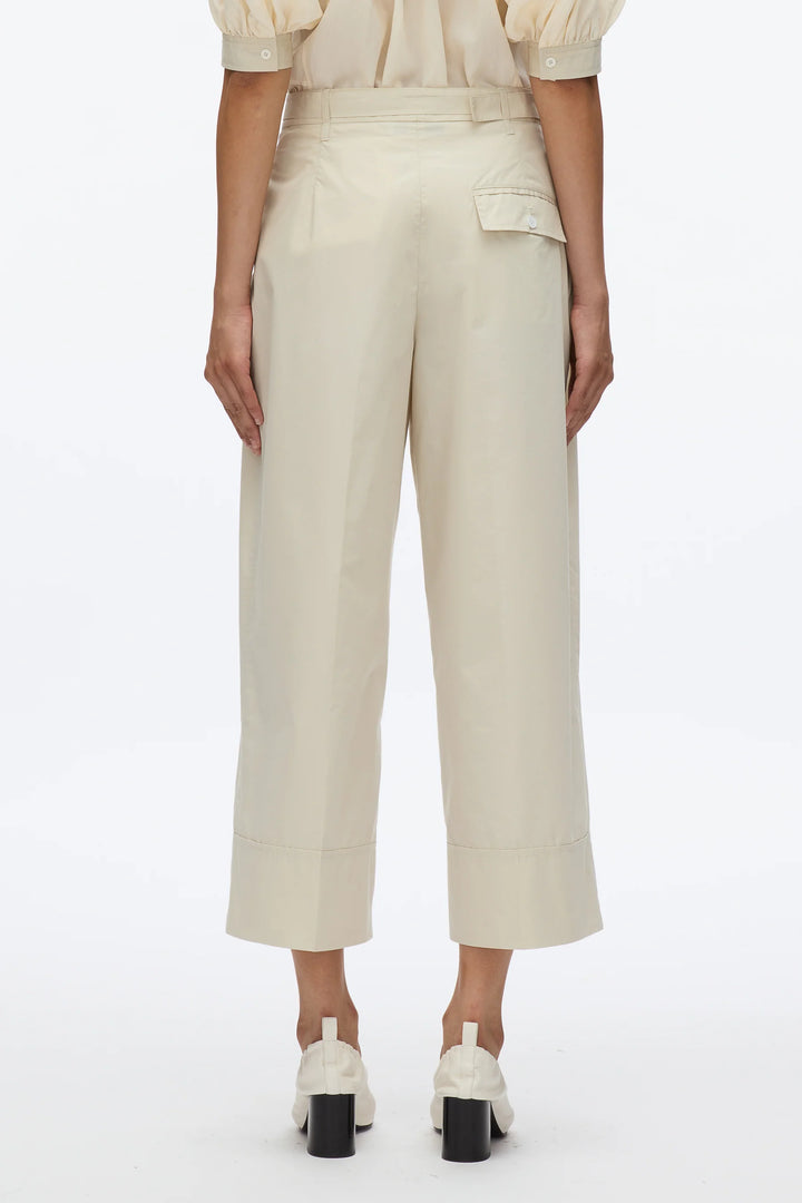 Double Pleat Cropped Wide Leg Pants