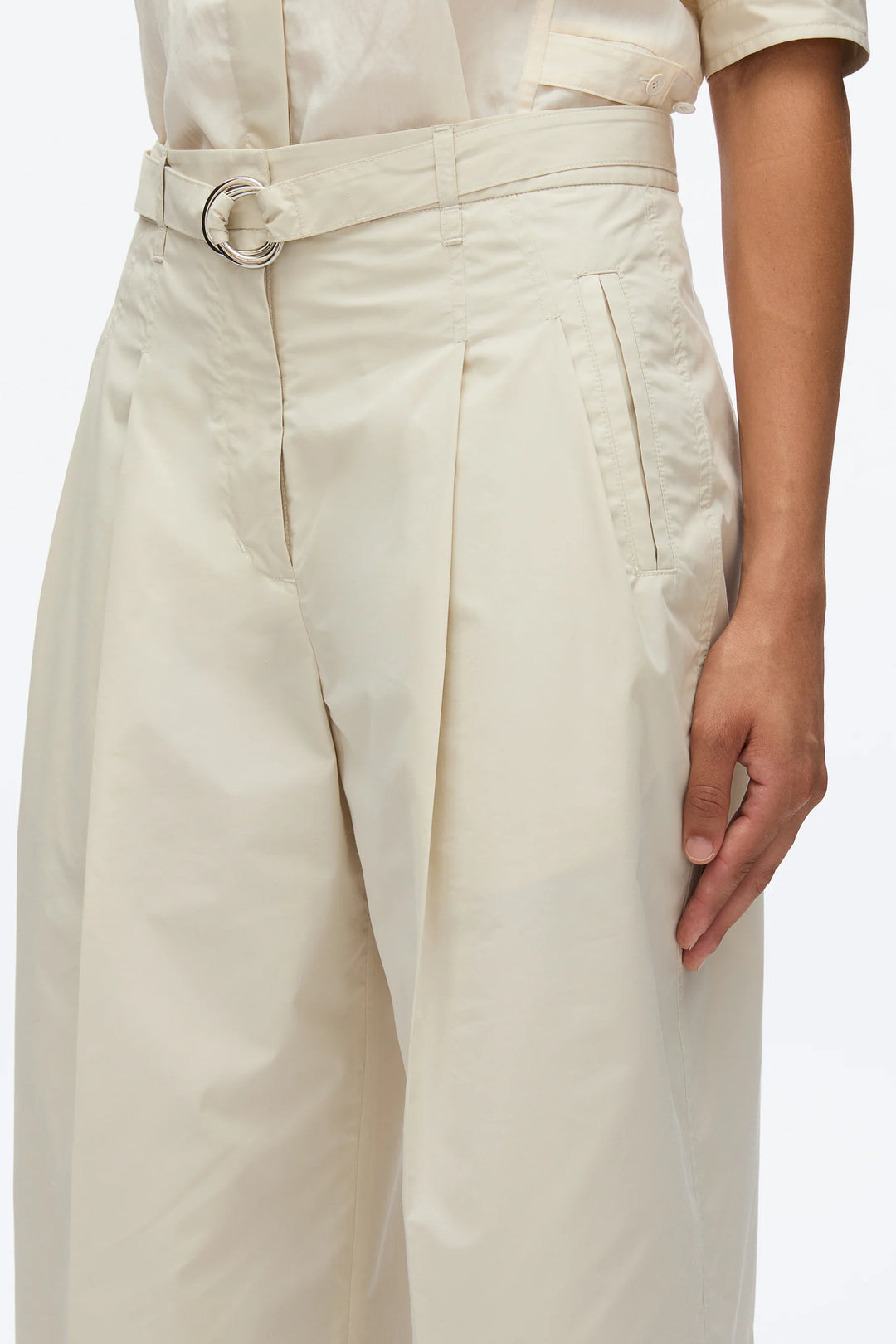 Double Pleat Cropped Wide Leg Pants