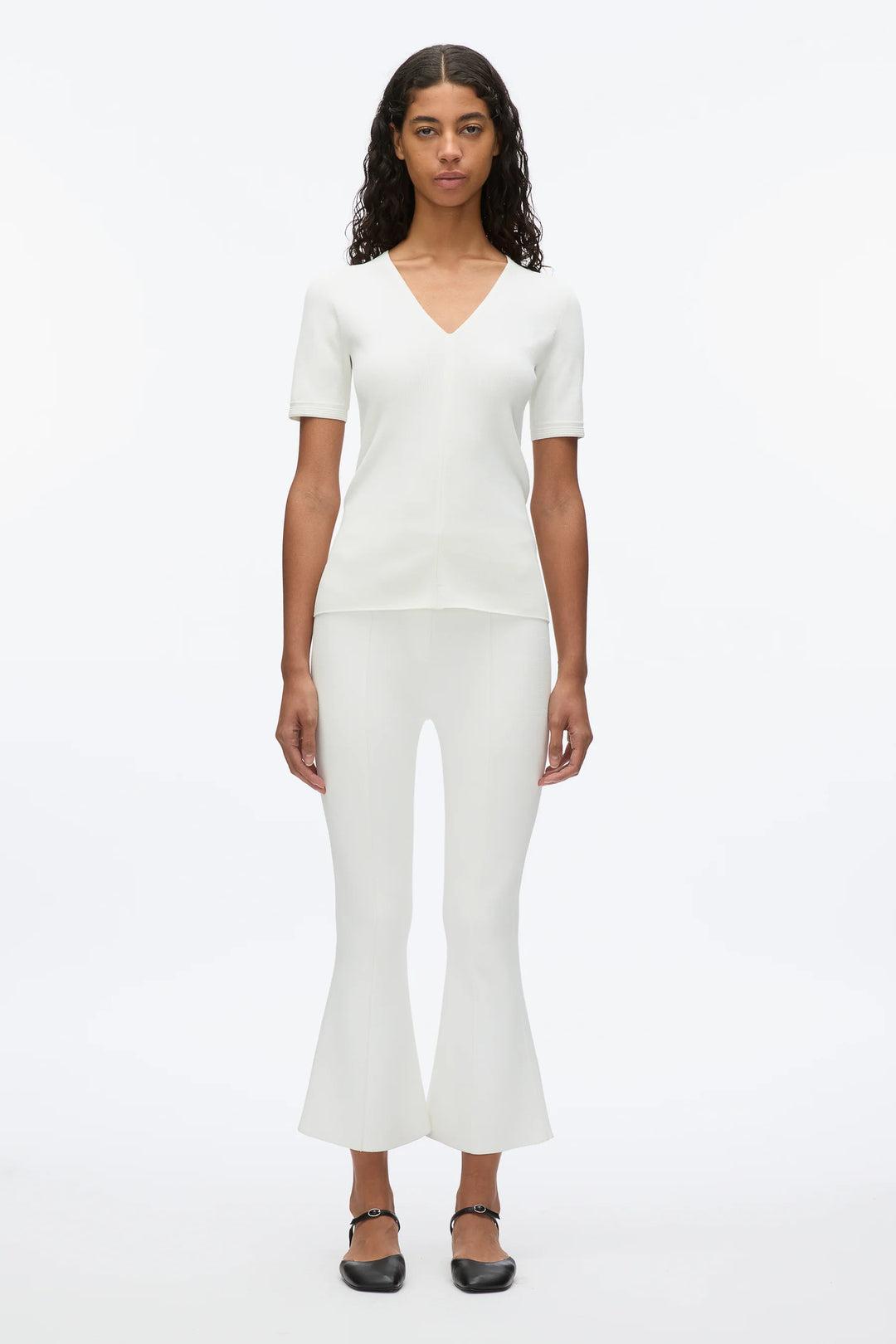 Compact Rib V-Neck Top