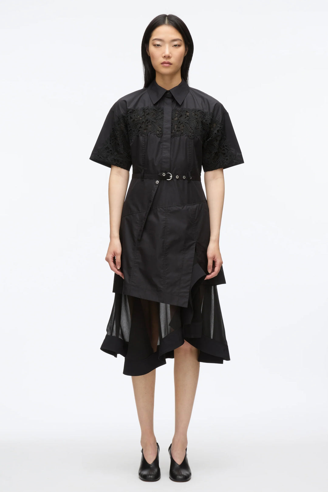 Cascade Hem Combo Shirt Dress