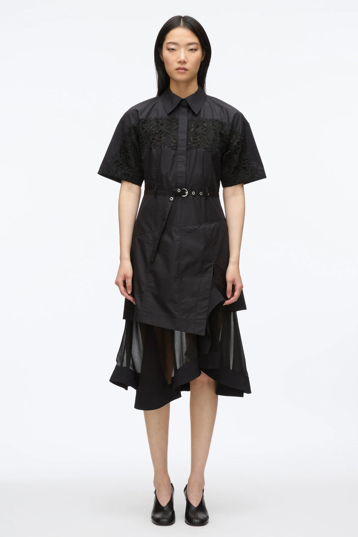 Cascade Hem Combo Shirt Dress