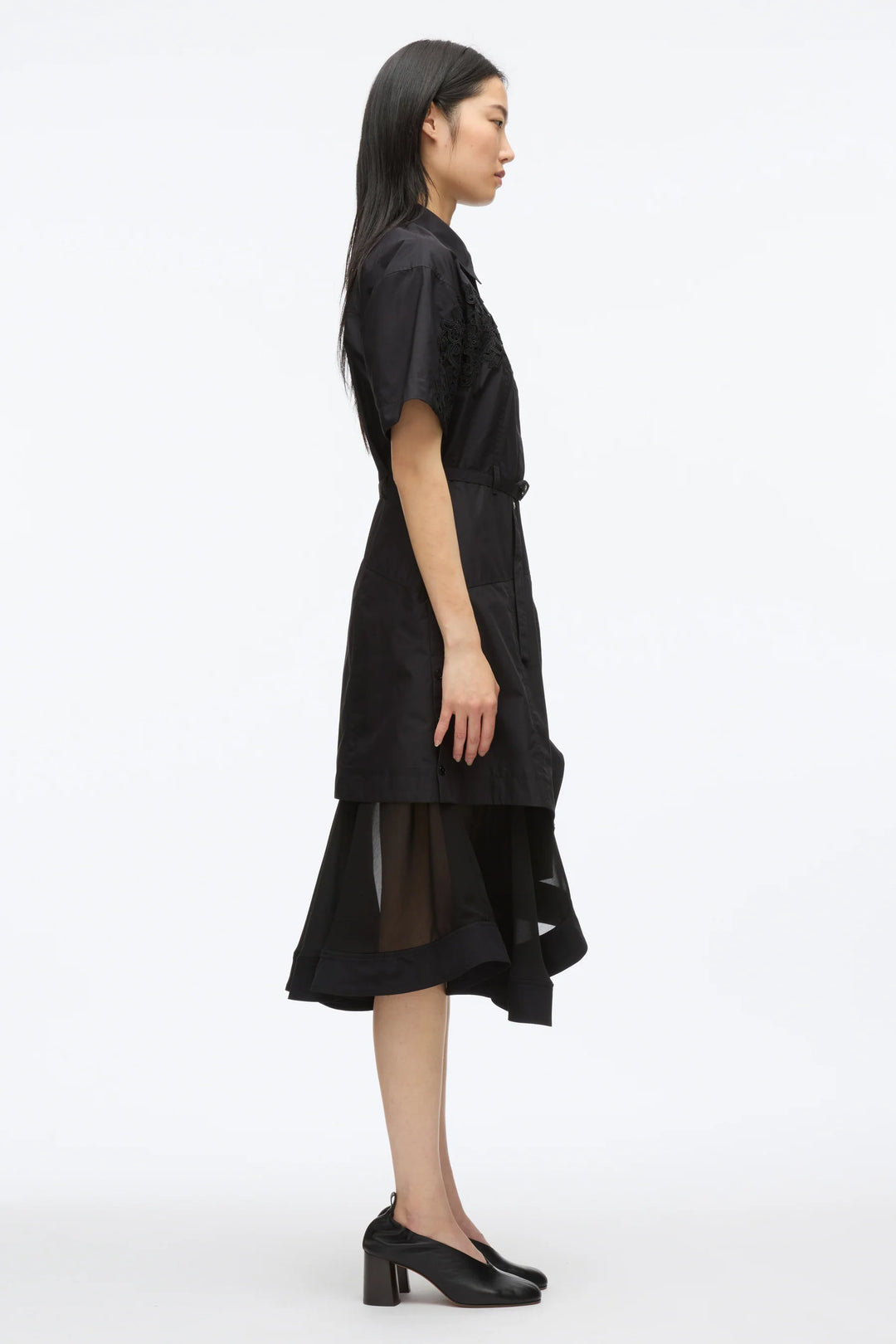 Cascade Hem Combo Shirt Dress