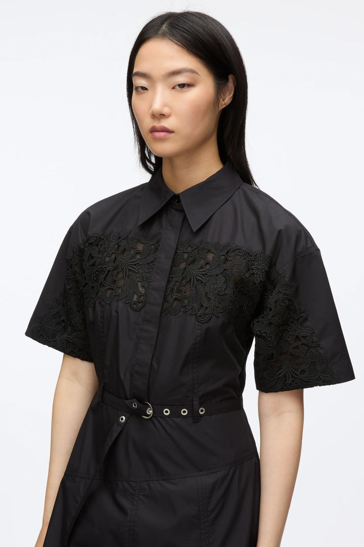 Cascade Hem Combo Shirt Dress