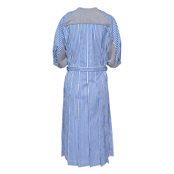 Lantern Sleeve Combo Pleat Dress