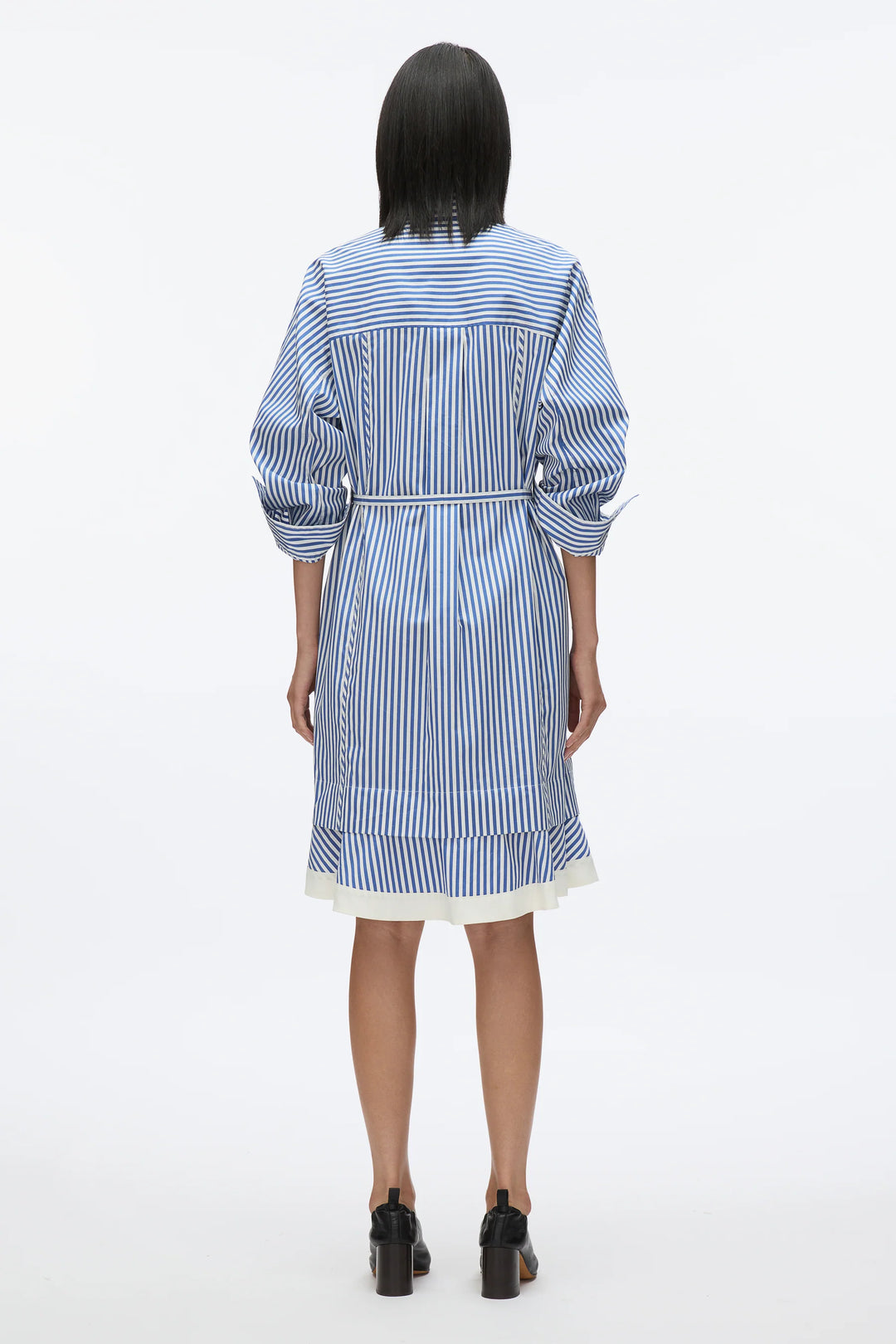 Striped Shirt Dress With Cascade Sleeves