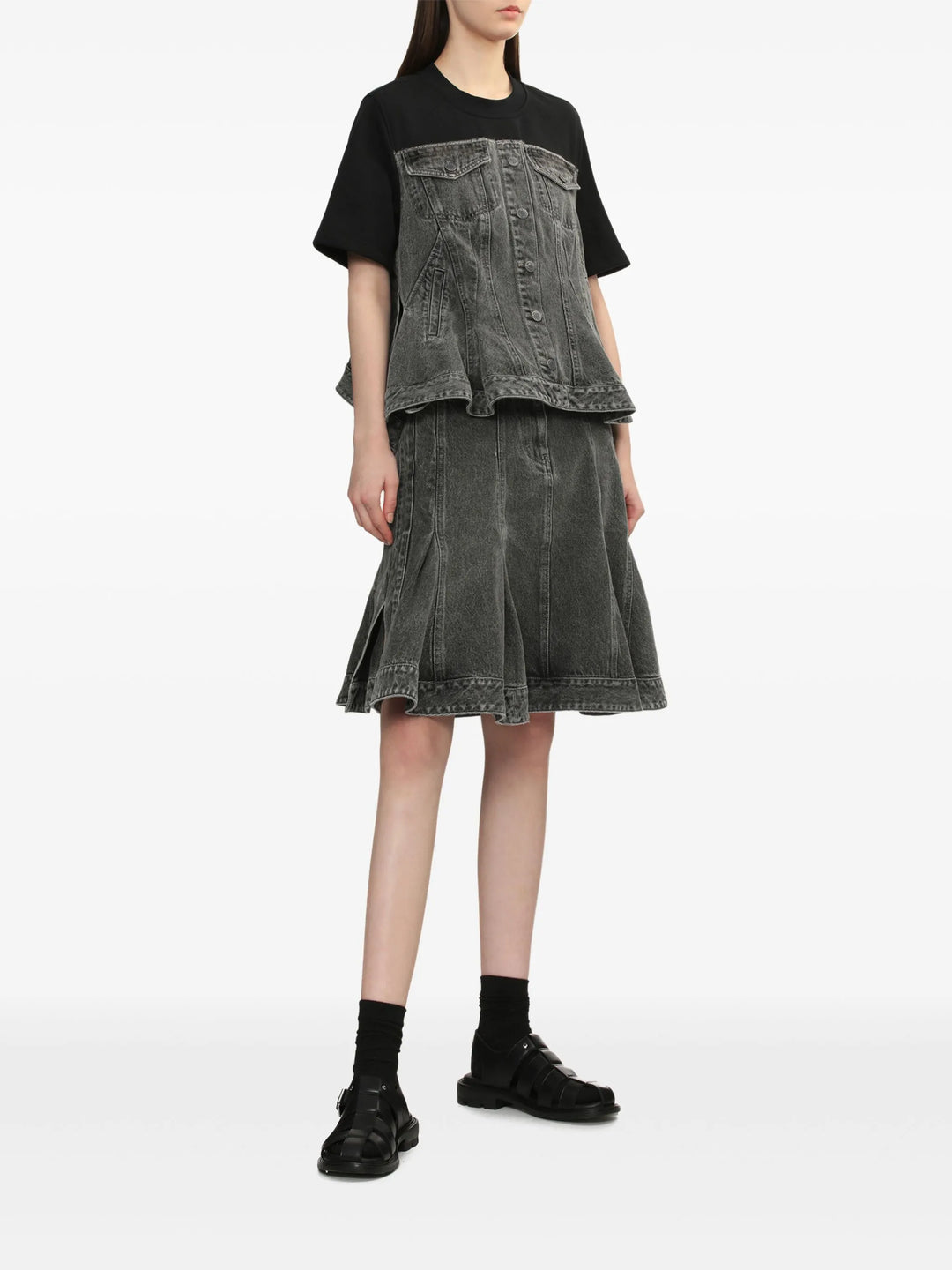 Flounce Hybrid Denim Top