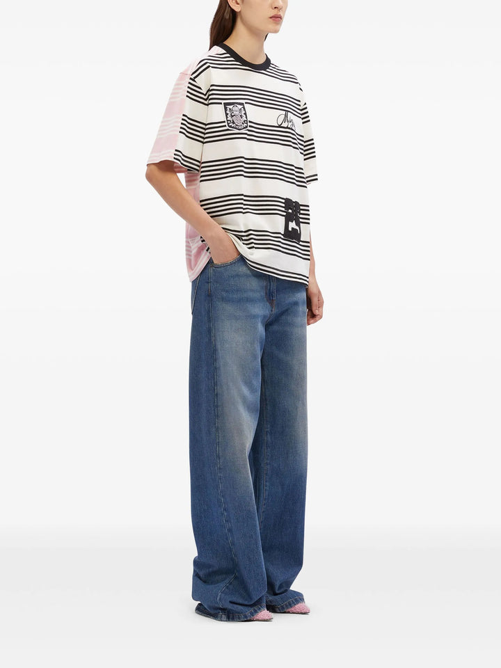 Bicolor Stripe Oversized Tee