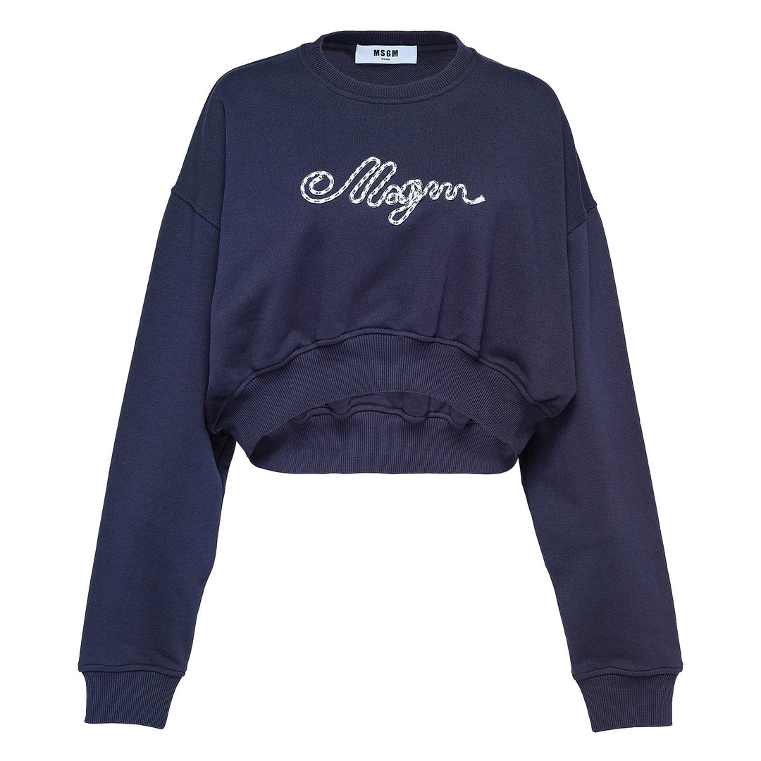 Rope Embroidery Cropped Swearshirt