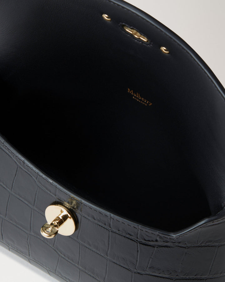 Darley Cosmetic Pouch Black Shiny Small Croc