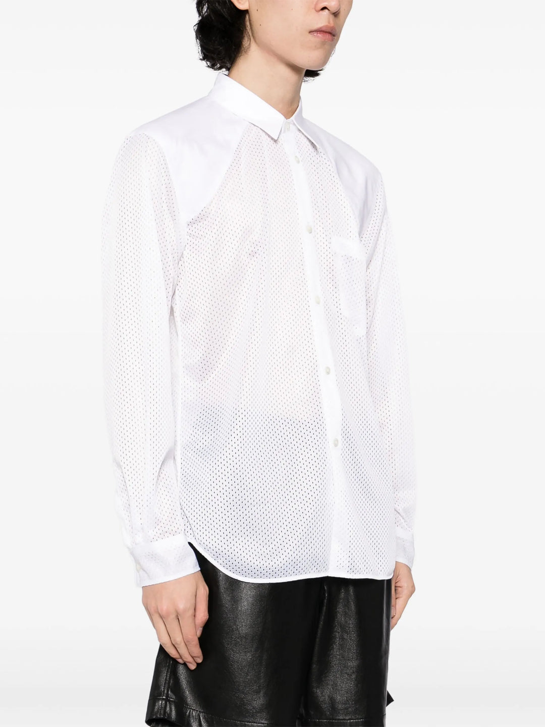 Cotton Broad X Polyester Mesh Shirt