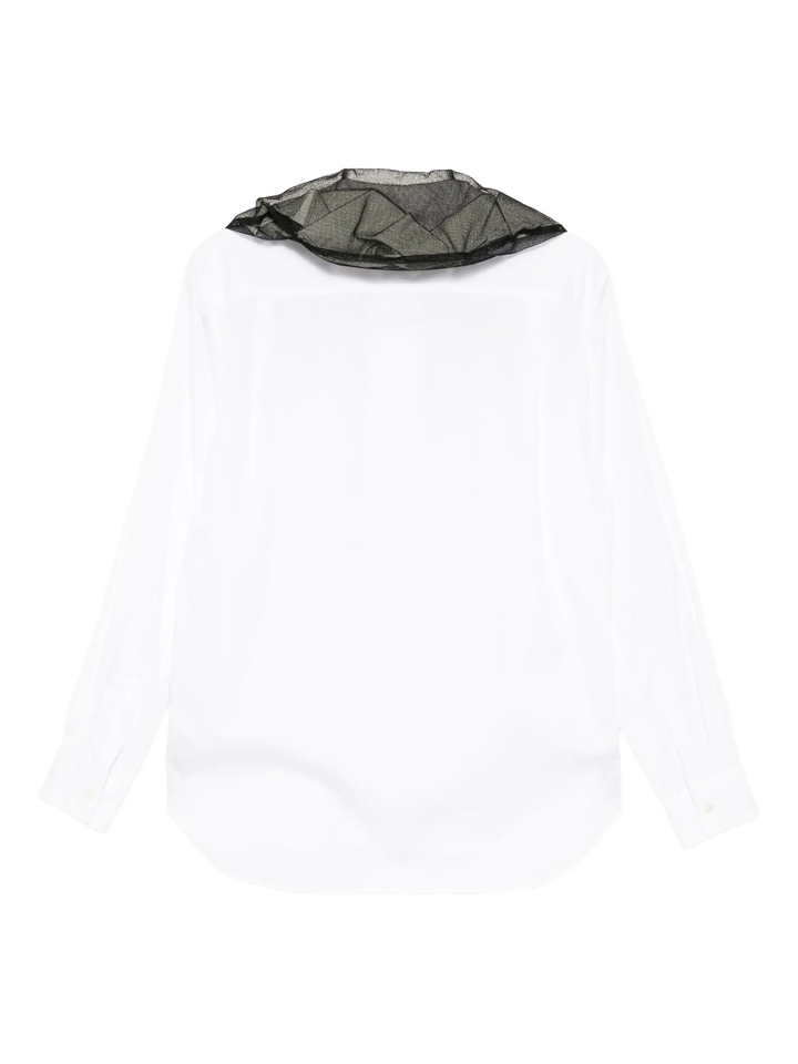Cotton Broad x Nylon Tulle Shirt