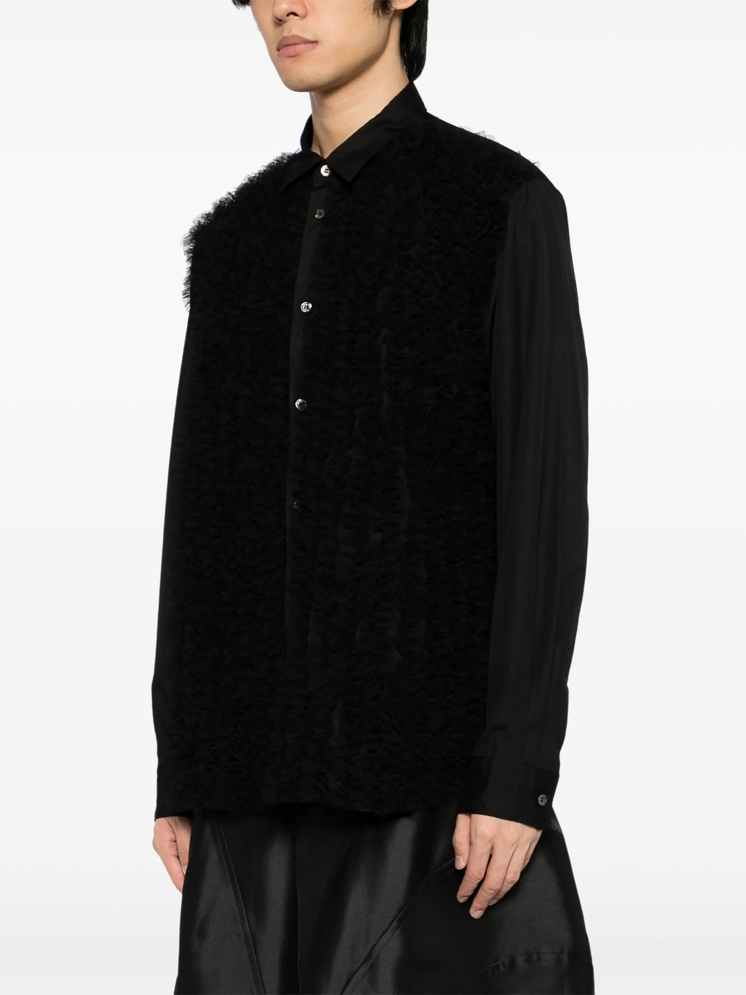 Cotton Broad X Nylon Tulle Shirt