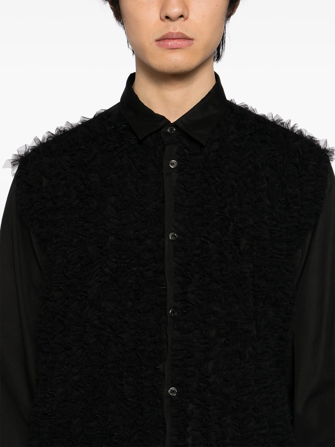 Cotton Broad X Nylon Tulle Shirt