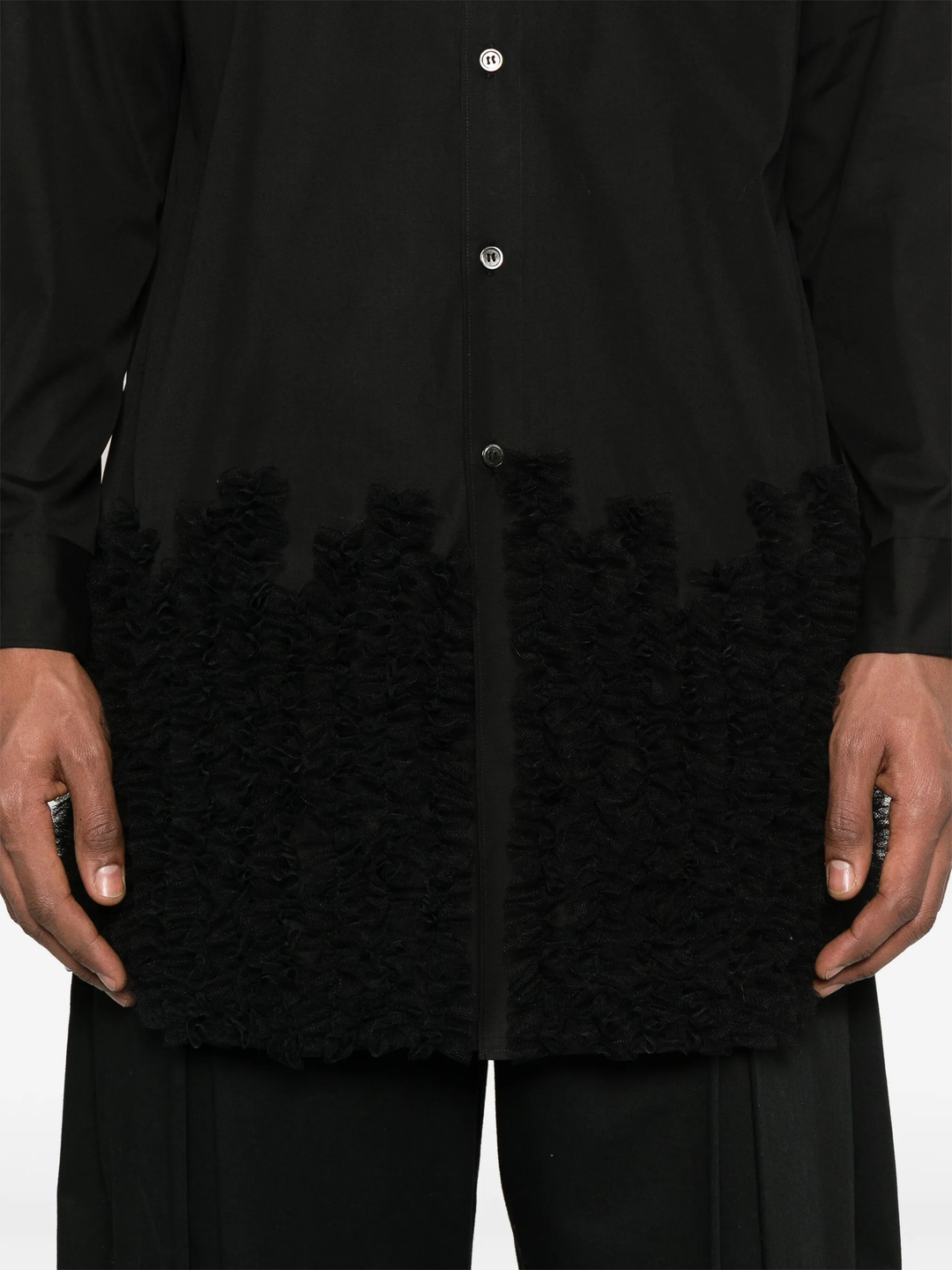 Cotton Broad X Nylon Tulle Shirt