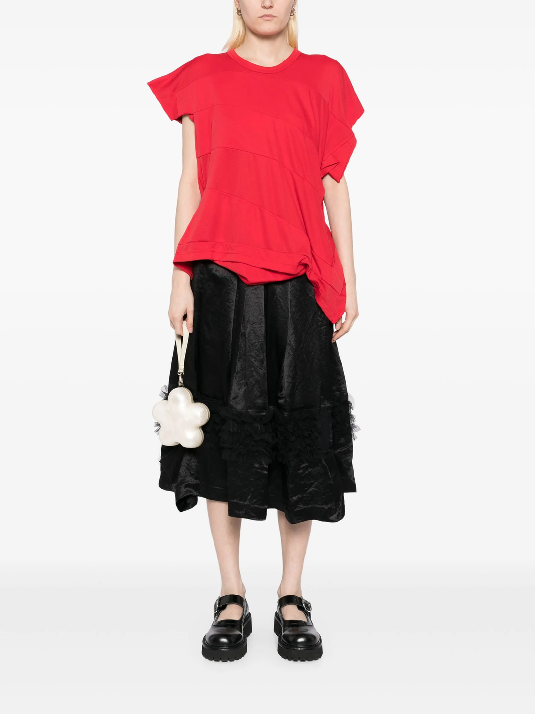 Acetate Rerime Satin × Nylon Skirt