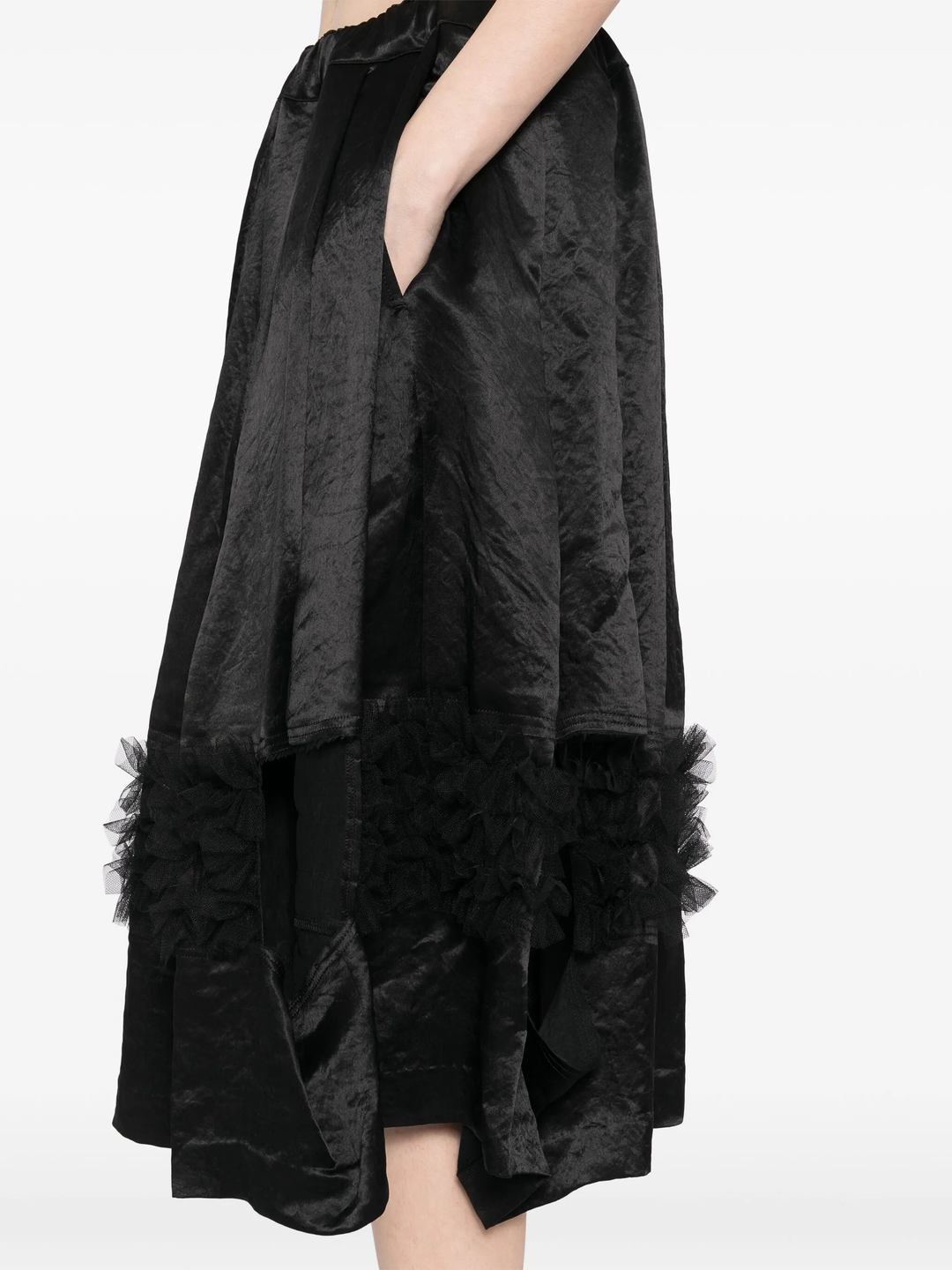 Acetate Rerime Satin × Nylon Skirt