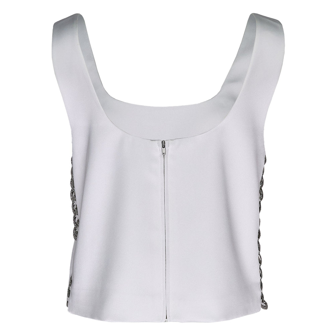 White Bonded Satin Vest